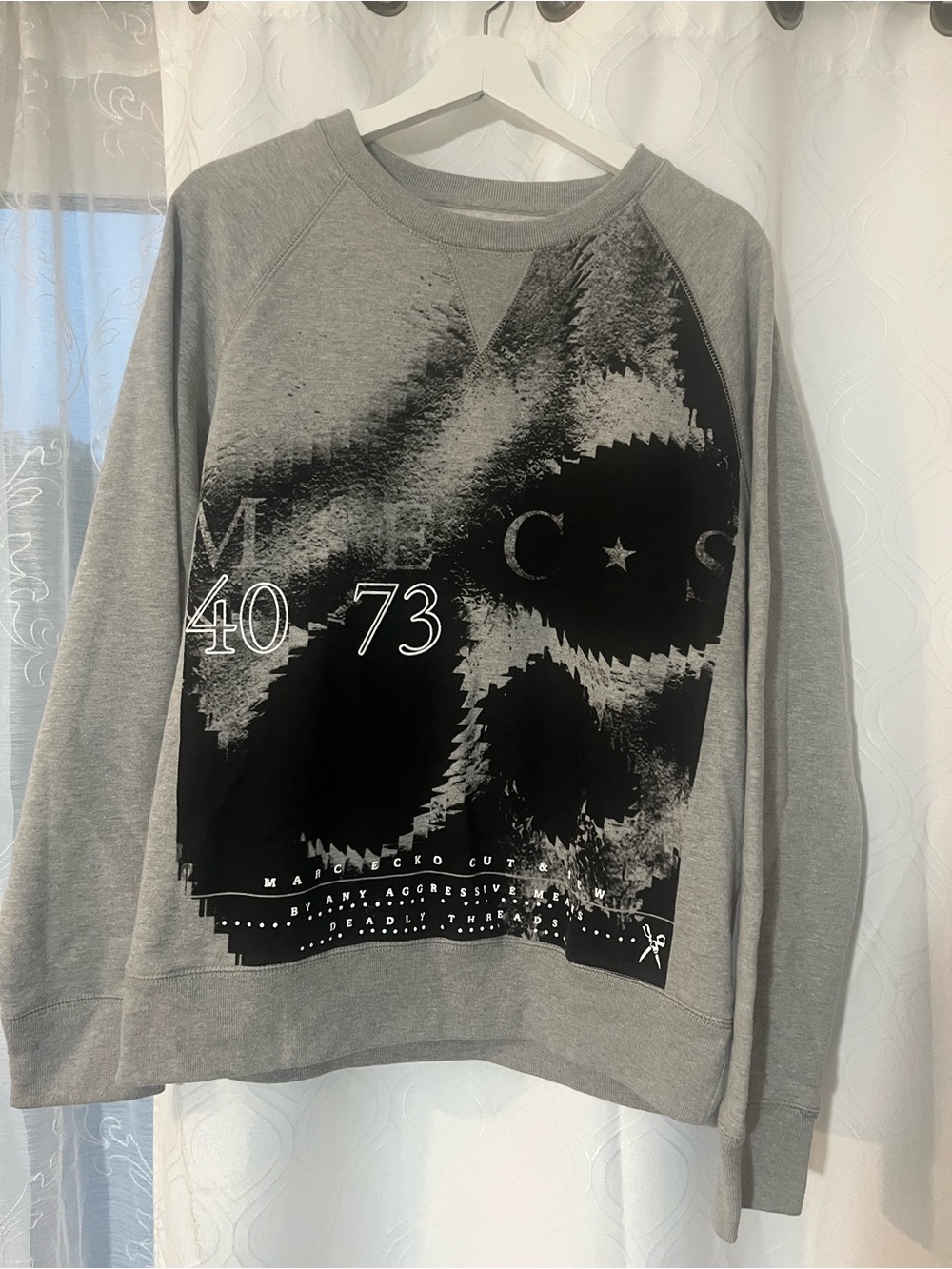 Marc Ecko cut & sew Grey and Black Graphic Crewneck Sweatshirt